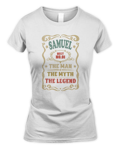 The Man The Myth The Legend Vintage Gold Wine Shirt SAMUEL M1-52 / Women's Standard T-Shirt / white