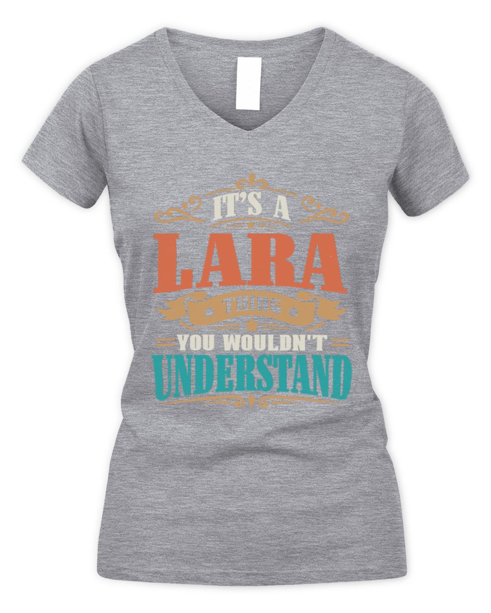 It’s a Name Thing Personalized Retro T-Shirt LARA M1-47 / Women's V-Neck T-Shirt / sport grey