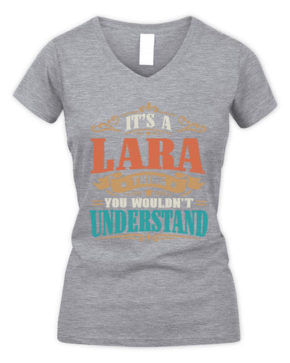 It’s a Name Thing Personalized Retro T-Shirt LARA M1-47 / Women's V-Neck T-Shirt / sport grey