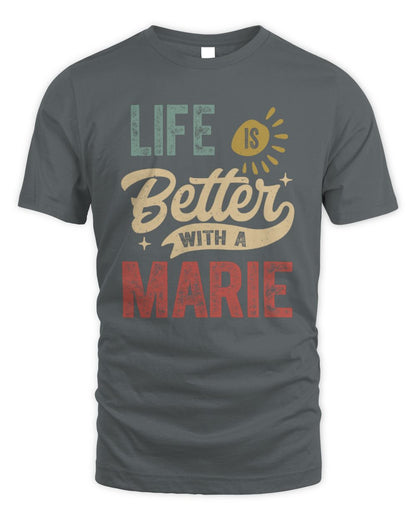 Life Is Better With a Name Personalized Retro T-Shirt MARIE-48 / Unisex Standard T-Shirt / charcoal