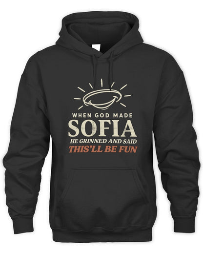When God Made Your Name Funny Western T-Shirt T-Shirt SOFIA M1-S82 / Unisex Hoodie / black