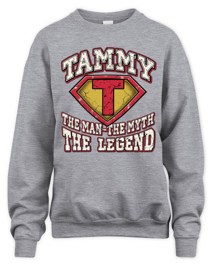 The Man The Myth The Legend Superman Graphic T-Shirt TAMMY M1-74 / Unisex Sweatshirt / sport grey
