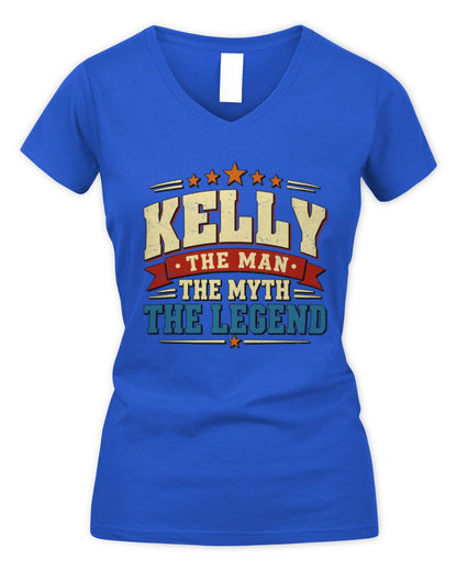 The Man The Myth The Legend Ribbon Vintage T-Shirt KELLY M1-56 / Women's V-Neck T-Shirt / royal