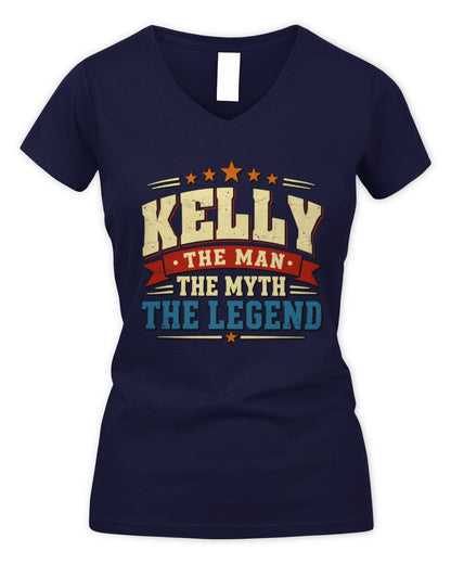 The Man The Myth The Legend Ribbon Vintage T-Shirt KELLY M1-56 / Women's V-Neck T-Shirt / navy