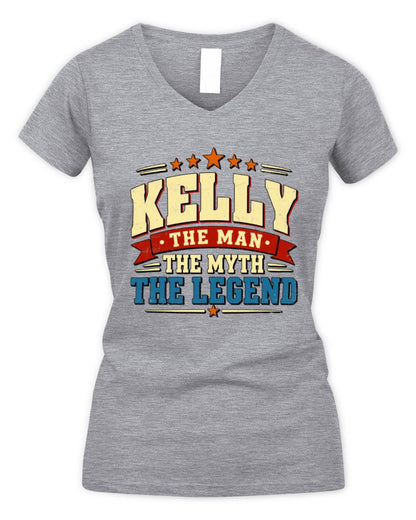 The Man The Myth The Legend Ribbon Vintage T-Shirt KELLY M1-56 / Women's V-Neck T-Shirt / sport grey