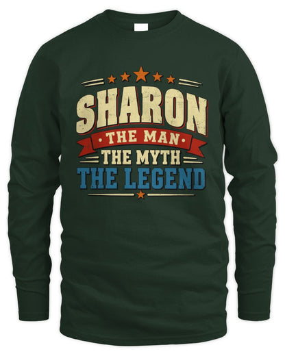 The Man The Myth The Legend Ribbon Vintage T-Shirt SHARON M1-56 / Men's Long Sleeved T-Shirt / forest green