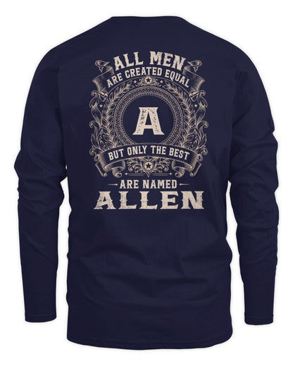 All Men Are Created Equal Cool Logo Shirt ALLEN M1-60 / Men's Long Sleeved T-Shirt / navy
