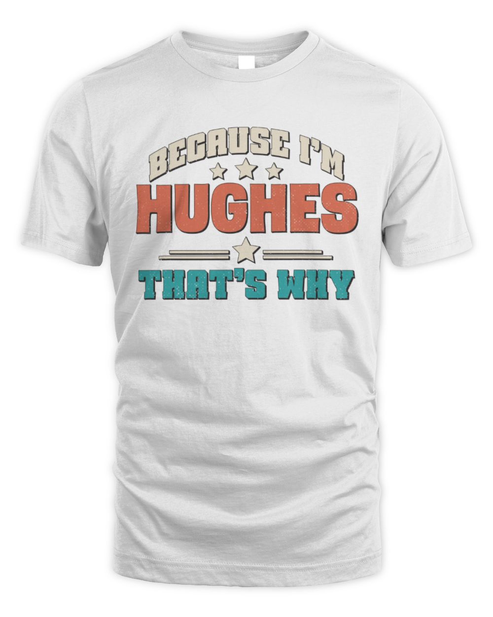 Because I'm Name That's Why Personalized Retro Shirt HUGHES-49 / Unisex Standard T-Shirt / white