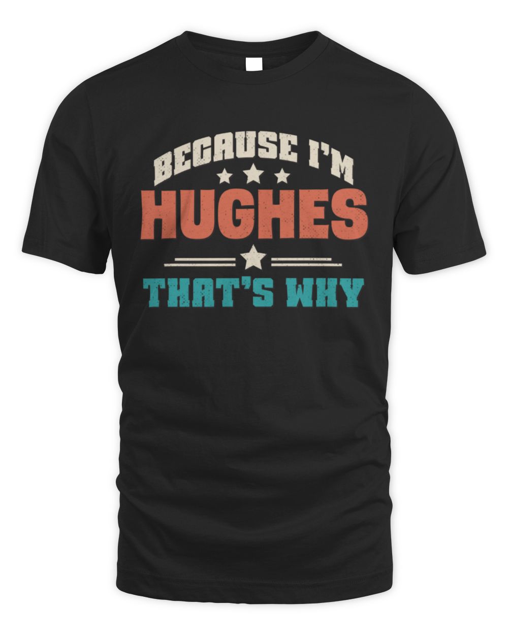 Because I'm Name That's Why Personalized Retro Shirt HUGHES-49 / Unisex Standard T-Shirt / black