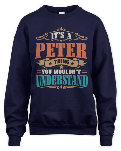 It’s a Name Thing Personalized Retro T-Shirt PETER M1-47 / Unisex Sweatshirt / navy