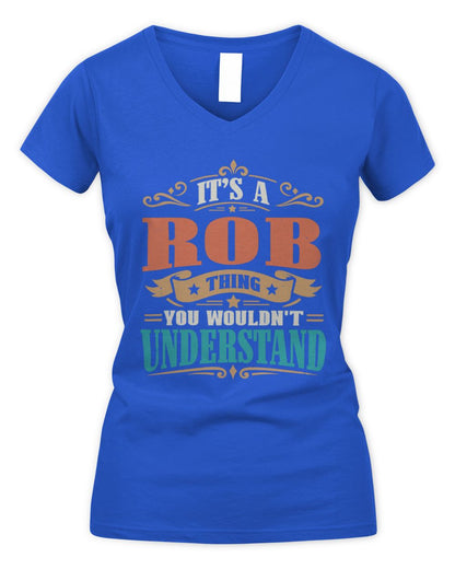 It’s a Name Thing Personalized Retro T-Shirt ROB M1-47 / Women's V-Neck T-Shirt / royal