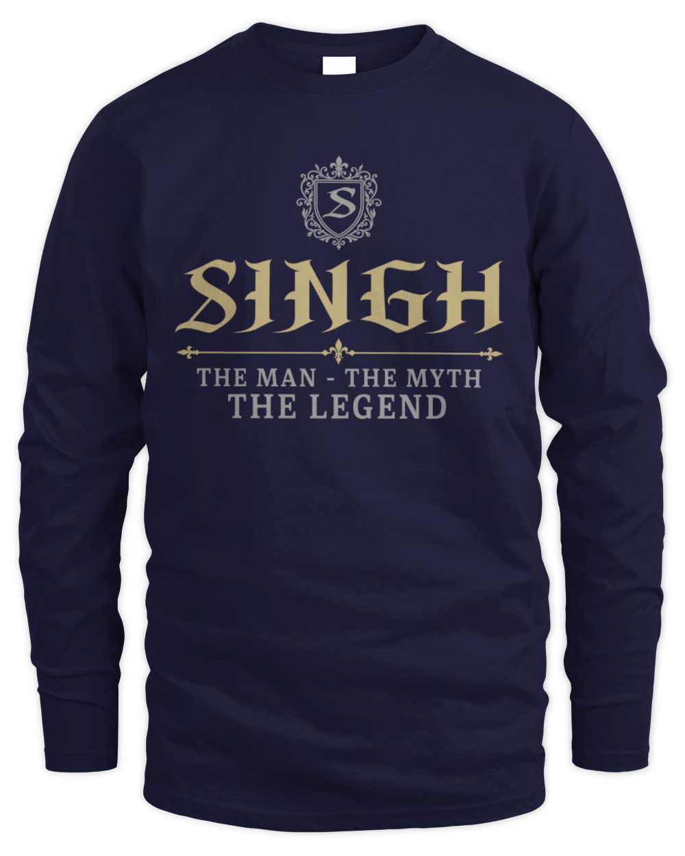 The Man The Myth The Legend Western Shirt SINGH M1-78 / Men's Long Sleeved T-Shirt / navy