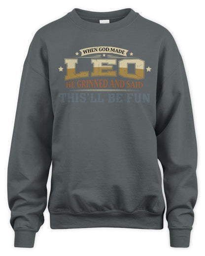 When God Made Your Name Funny Heritage T-Shirt LEO M1-80 / Unisex Sweatshirt / charcoal