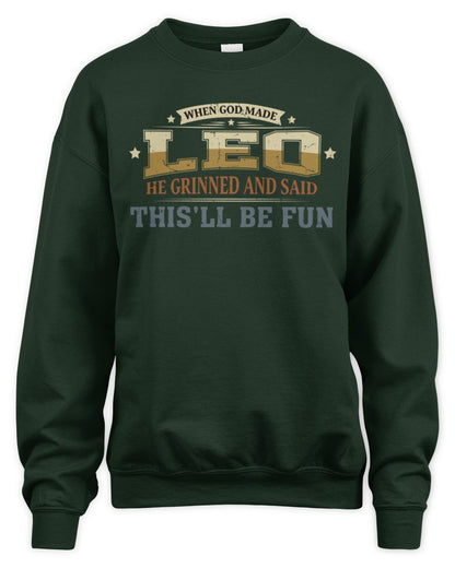 When God Made Your Name Funny Heritage T-Shirt LEO M1-80 / Unisex Sweatshirt / forest green