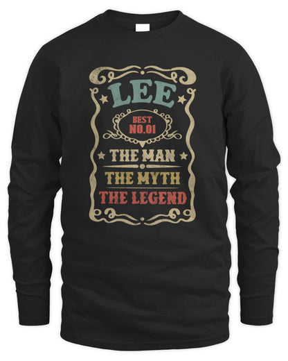 The Man The Myth The Legend Vintage Gold Wine Shirt LEE M1-52 / Men's Long Sleeved T-Shirt / black