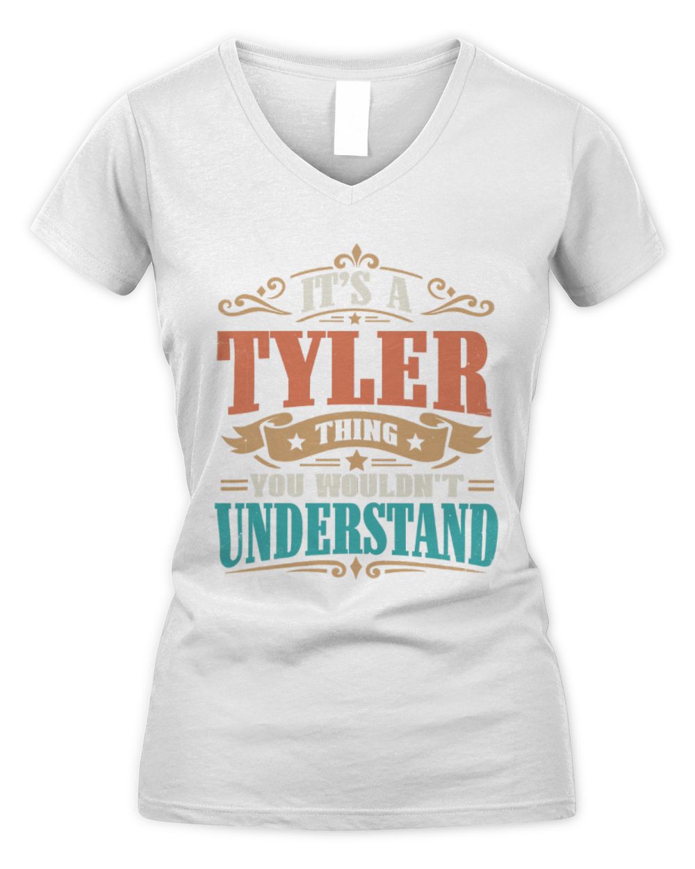 It’s a Name Thing Personalized Retro T-Shirt TYLER M1-47 / Women's V-Neck T-Shirt / white