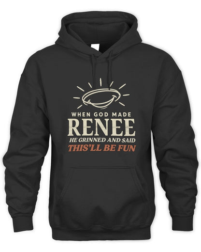 When God Made Your Name Funny Western T-Shirt T-Shirt RENEE M1-S82 / Unisex Hoodie / black