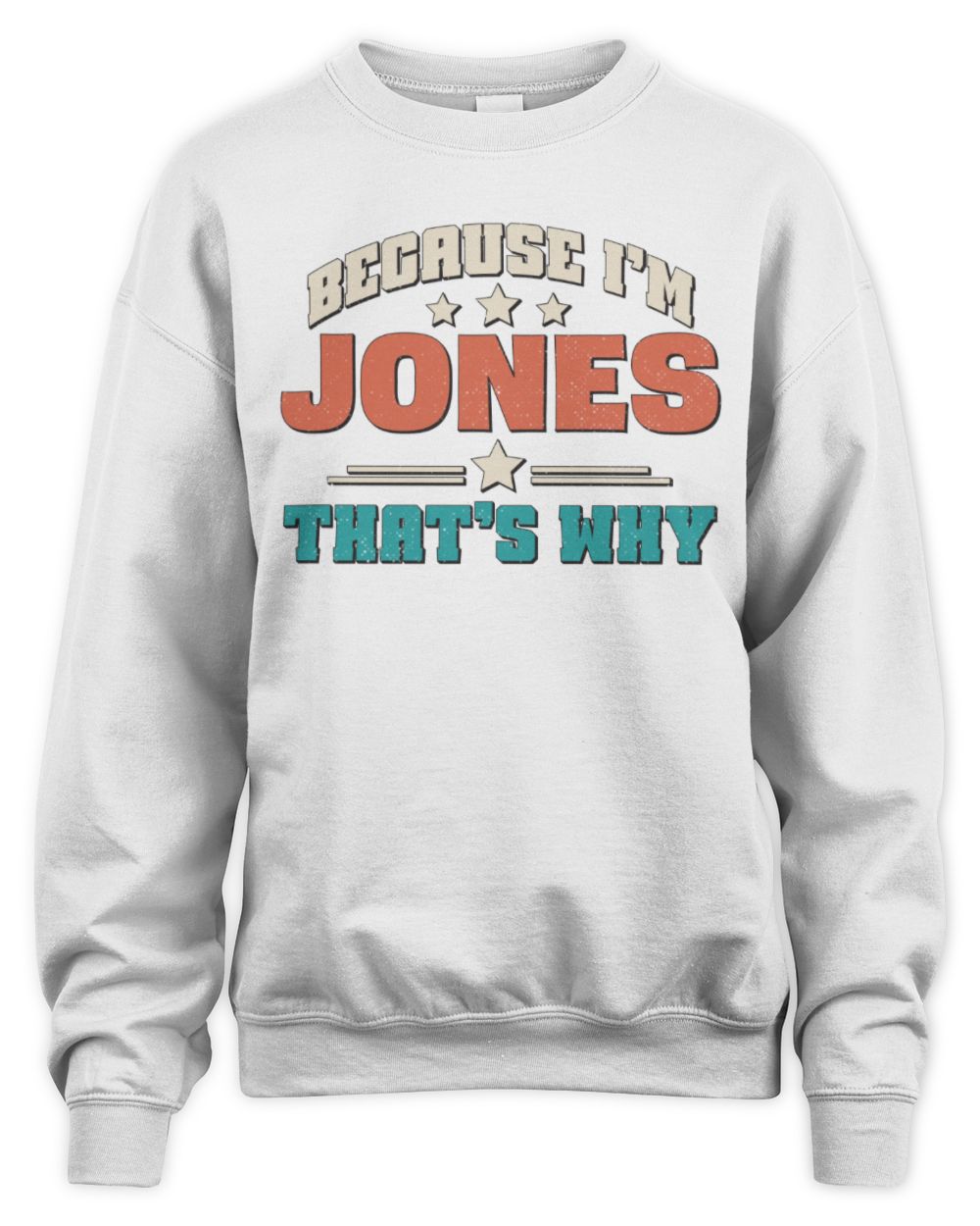 Because I'm Name That's Why Personalized Retro Shirt JONES-49 / Unisex Sweatshirt / white