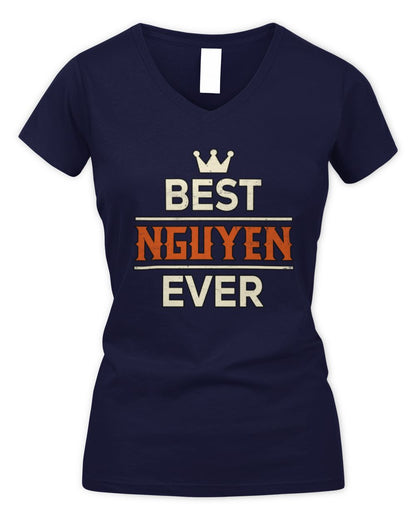 Best Your Name With Crown Shirt NGUYEN M1-59 / Women's V-Neck T-Shirt / navy
