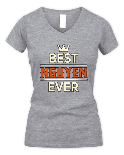 Best Your Name With Crown Shirt NGUYEN M1-59 / Women's V-Neck T-Shirt / sport grey