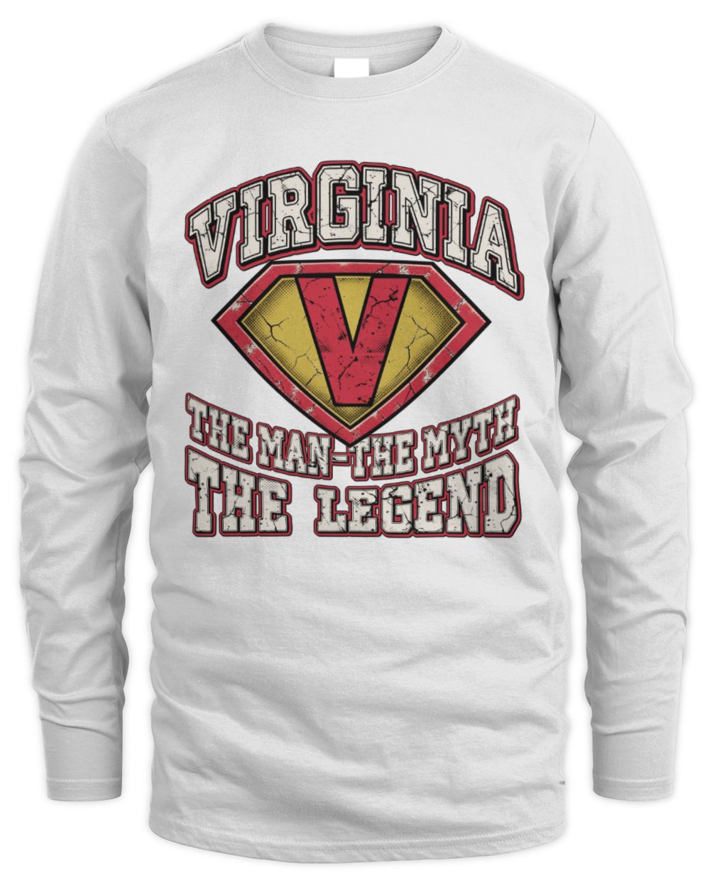 The Man The Myth The Legend Superman Graphic T-Shirt VIRGINIA M1-74 / Men's Long Sleeved T-Shirt / white