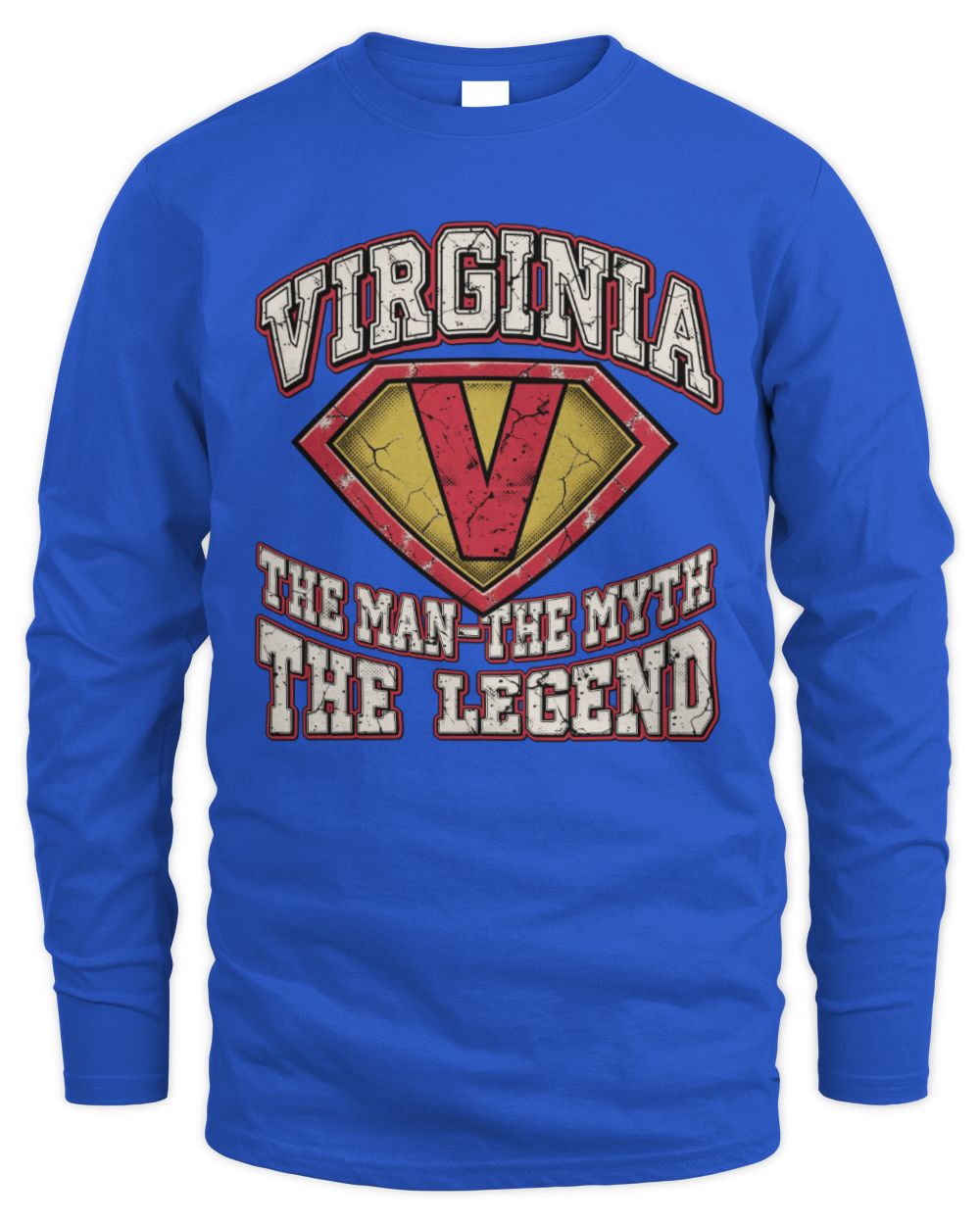 The Man The Myth The Legend Superman Graphic T-Shirt VIRGINIA M1-74 / Men's Long Sleeved T-Shirt / royal