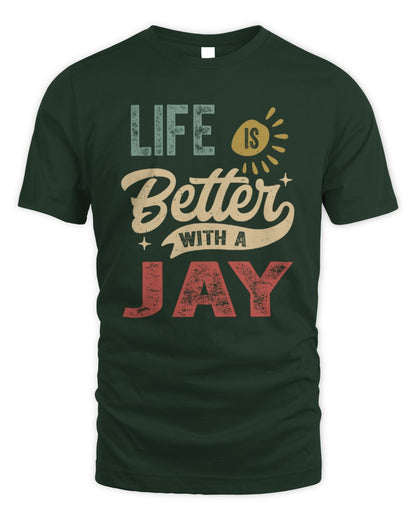 Life Is Better With a Name Personalized Retro T-Shirt JAY-48 / Unisex Standard T-Shirt / forest green