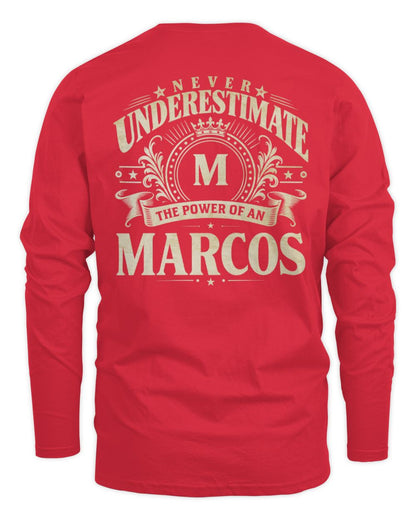 Never Underestimate Your Name Luxury Logo Shirt MARCOS M1-63 / Men's Long Sleeved T-Shirt / red