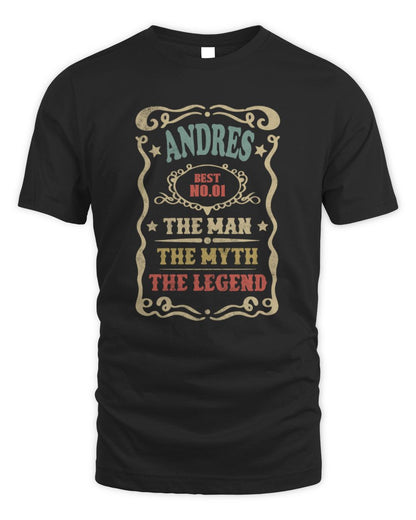 The Man The Myth The Legend Vintage Gold Wine Shirt ANDRES M1-52 / Unisex Standard T-Shirt / black
