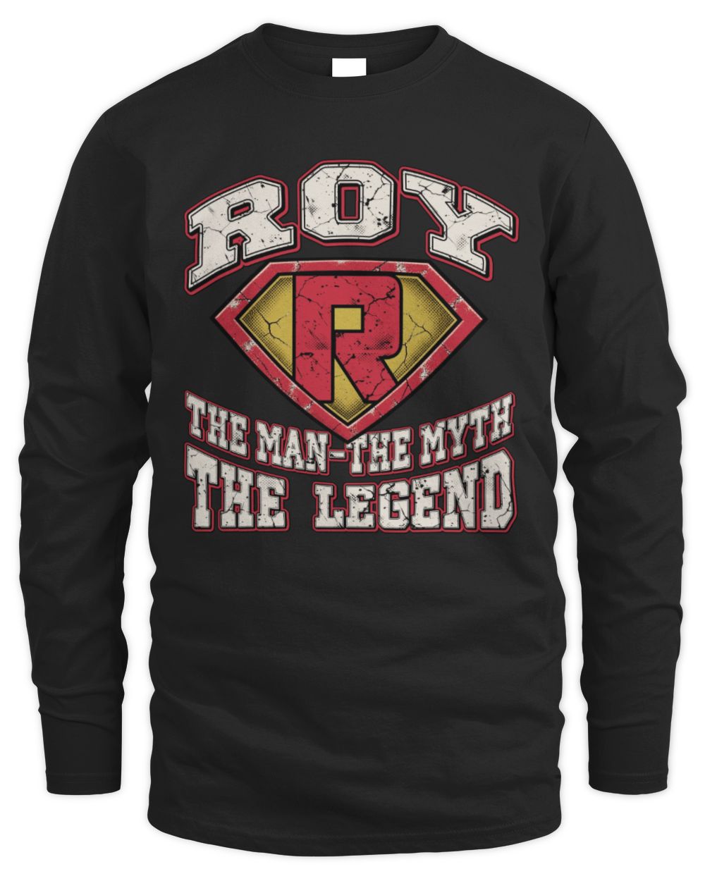 The Man The Myth The Legend Superman Graphic T-Shirt ROY M1-74 / Men's Long Sleeved T-Shirt / black
