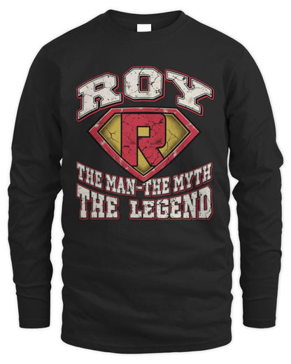 The Man The Myth The Legend Superman Graphic T-Shirt ROY M1-74 / Men's Long Sleeved T-Shirt / black