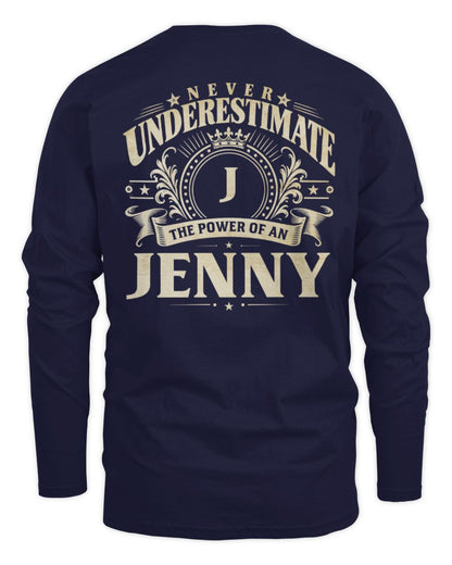 Never Underestimate Your Name Luxury Logo Shirt JENNY M1-63 / Men's Long Sleeved T-Shirt / navy