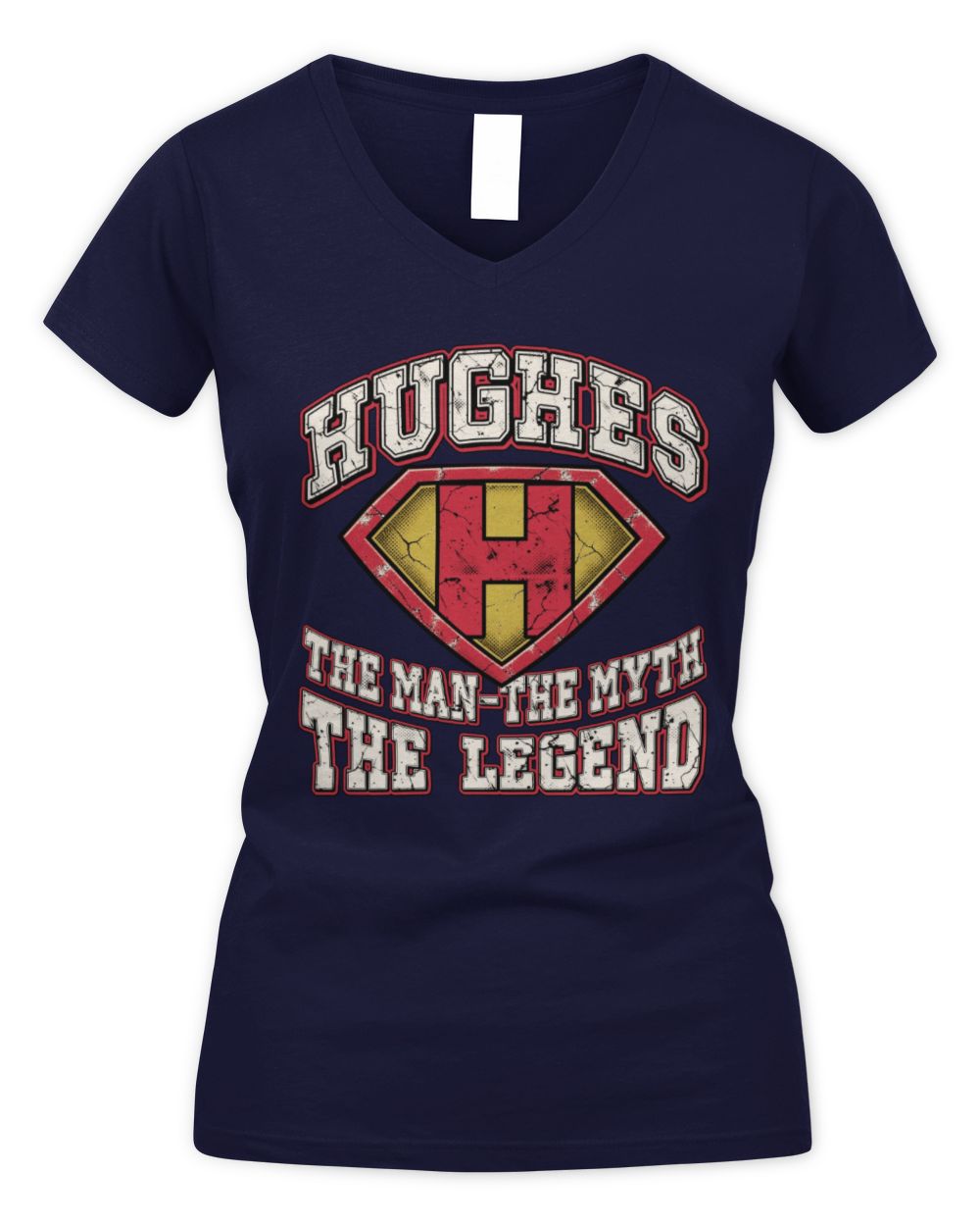 The Man The Myth The Legend Superman Graphic T-Shirt HUGHES M1-74 / Women's V-Neck T-Shirt / navy