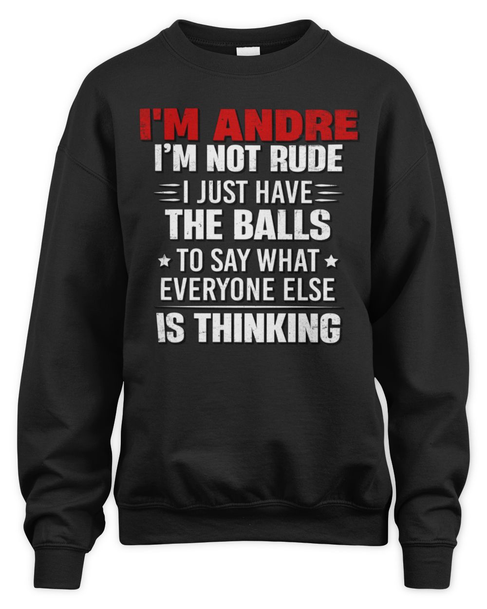 I'm Name I'm Not Rude I Just Have The Balls Funny T-Shirt ANDRE M1-46 / Unisex Sweatshirt / black