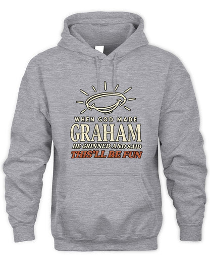 When God Made Your Name Funny Western T-Shirt T-Shirt GRAHAM M1-S82 / Unisex Hoodie / sport grey