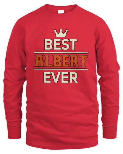 Best Your Name With Crown Shirt ALBERT M1-59 / Men's Long Sleeved T-Shirt / red