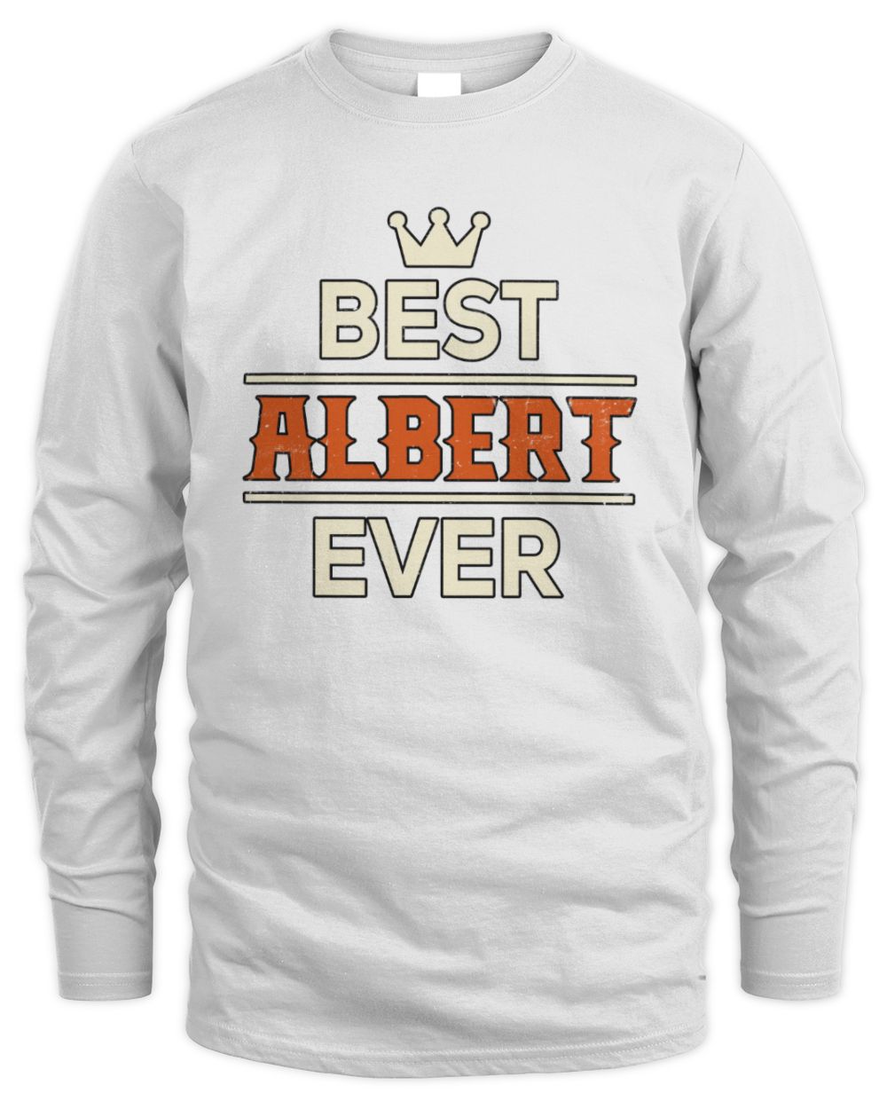 Best Your Name With Crown Shirt ALBERT M1-59 / Men's Long Sleeved T-Shirt / white