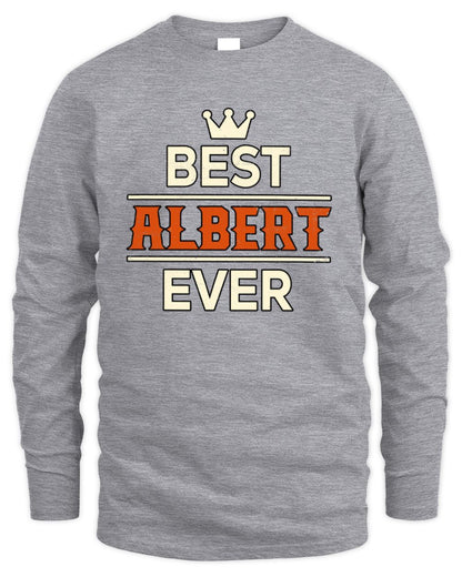 Best Your Name With Crown Shirt ALBERT M1-59 / Men's Long Sleeved T-Shirt / sport grey