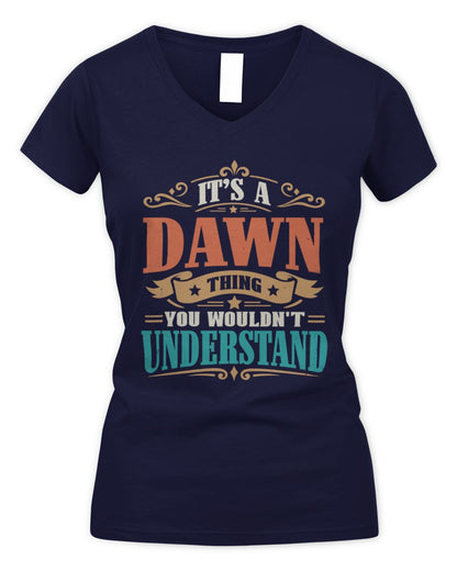 It’s a Name Thing Personalized Retro T-Shirt DAWN M1-47 / Women's V-Neck T-Shirt / navy