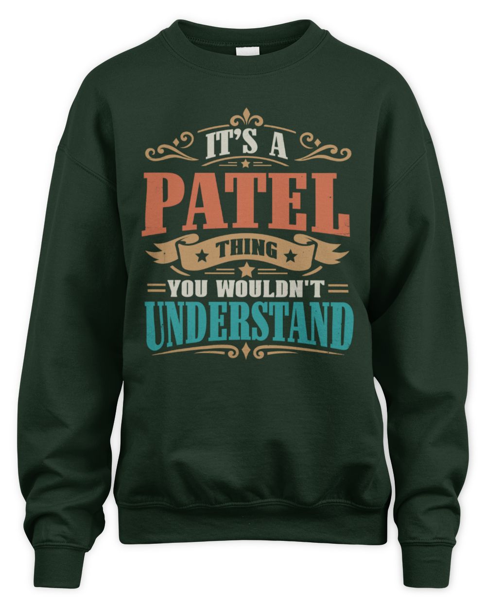 It’s a Name Thing Personalized Retro T-Shirt PATEL M1-47 / Unisex Sweatshirt / forest green