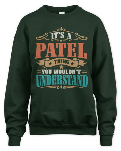 It’s a Name Thing Personalized Retro T-Shirt PATEL M1-47 / Unisex Sweatshirt / forest green