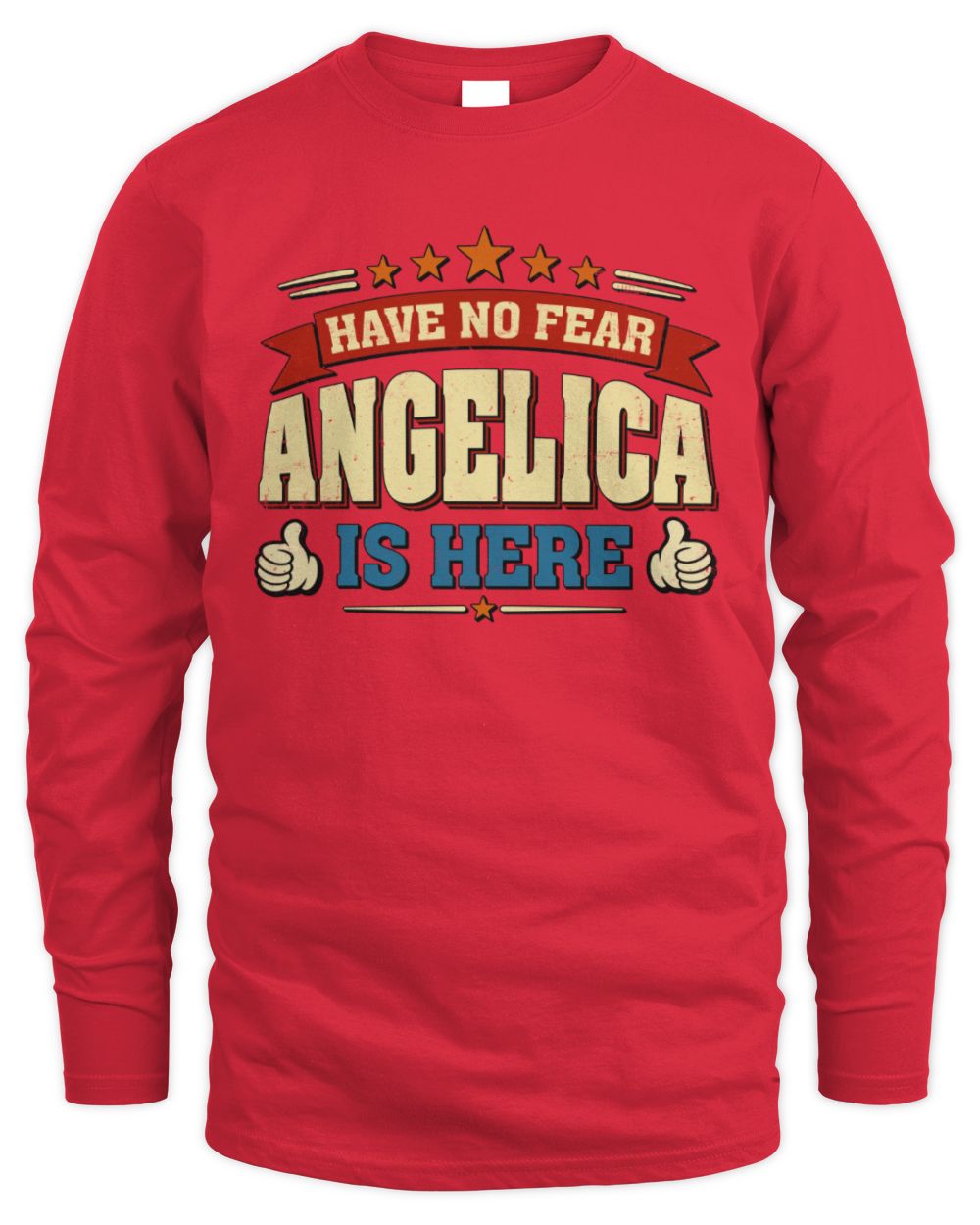 Have No Fear Your Name Is Here Cool Graphic T-Shirt ANGELICA M1-71 / Men's Long Sleeved T-Shirt / red