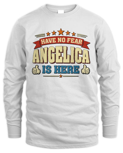 Have No Fear Your Name Is Here Cool Graphic T-Shirt ANGELICA M1-71 / Men's Long Sleeved T-Shirt / white