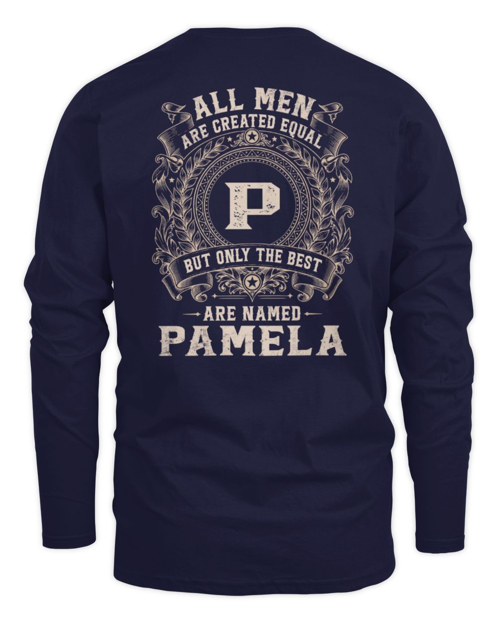 All Men Are Created Equal Cool Logo Shirt PAMELA M1-60 / Men's Long Sleeved T-Shirt / navy