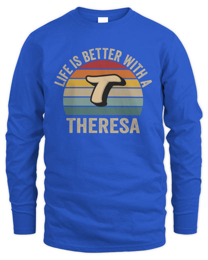 Life Is Better with Name Vintage Sun Shirt THERESA M1-50 / Men's Long Sleeved T-Shirt / royal
