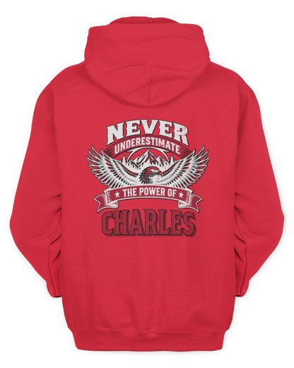 Never Underestimate Your Name Eagle Mountain Shirt CHARLES M1-61 / Unisex Hoodie / red