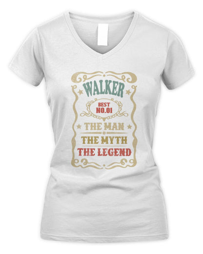 The Man The Myth The Legend Vintage Gold Wine Shirt WALKER M1-52 / Women's V-Neck T-Shirt / white