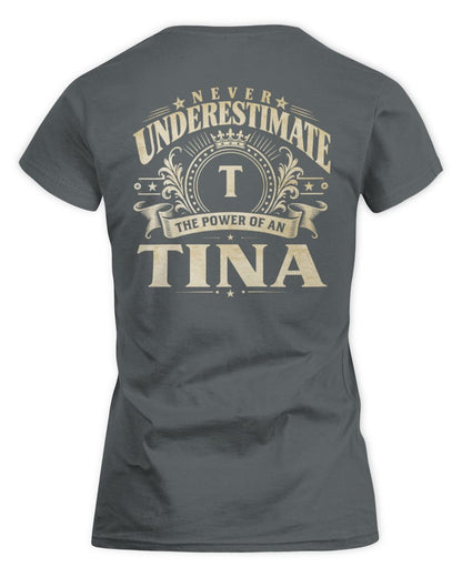Never Underestimate Your Name Luxury Logo Shirt TINA M1-63 / Women's Standard T-Shirt / charcoal