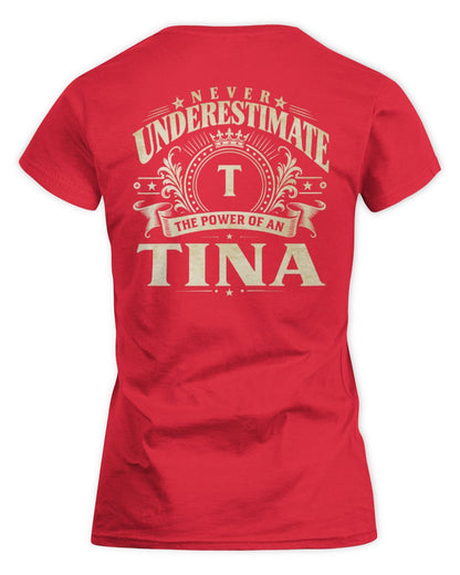 Never Underestimate Your Name Luxury Logo Shirt TINA M1-63 / Women's Standard T-Shirt / red