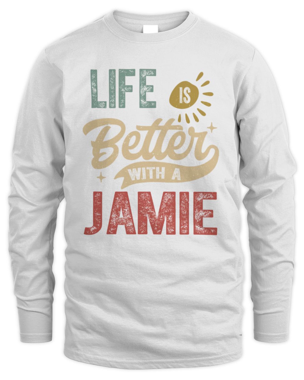 Life Is Better With a Name Personalized Retro T-Shirt JAMIE-48 / Men's Long Sleeved T-Shirt / white